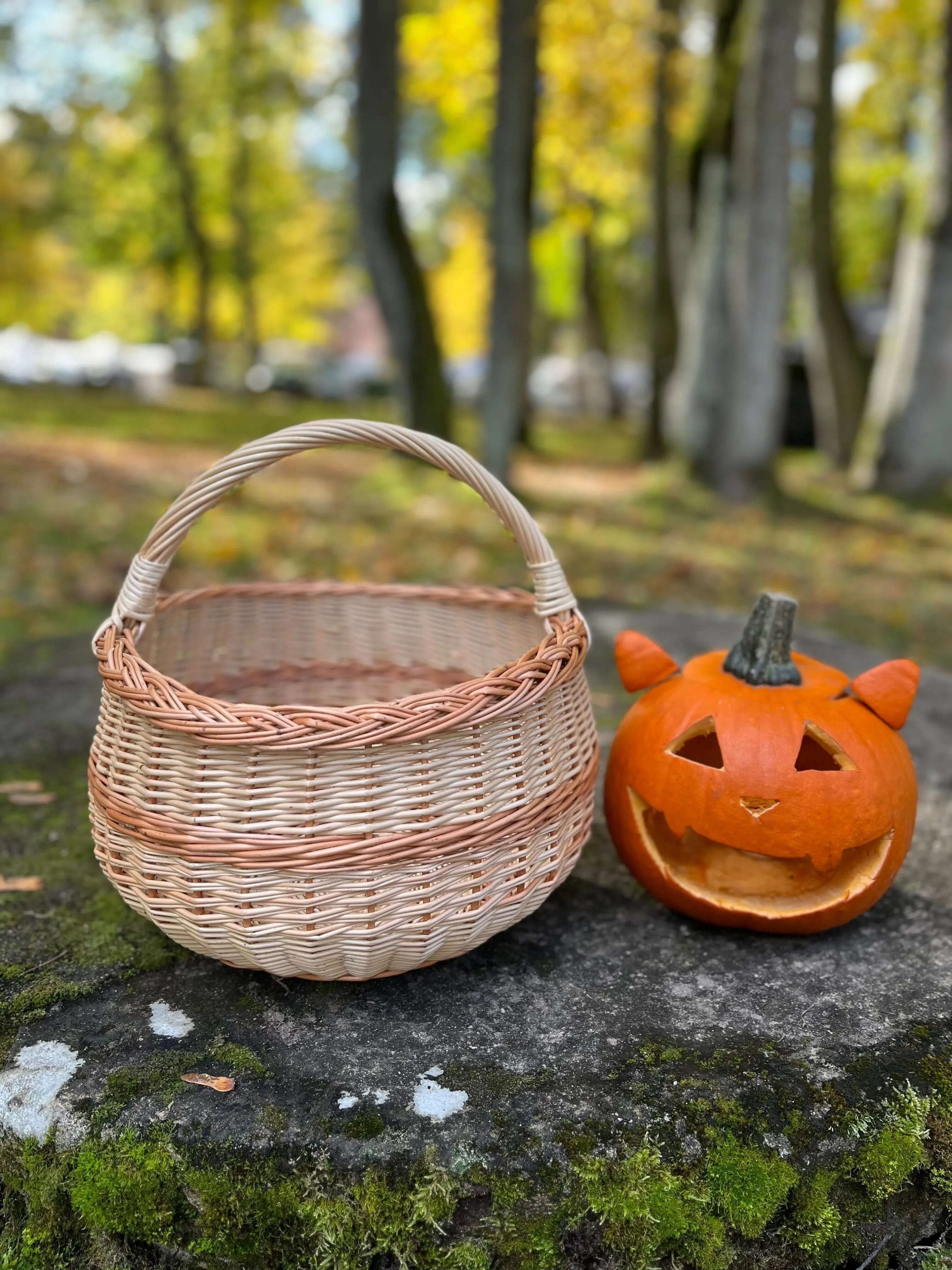 Round Wicker Basket – Handwoven Willow Foraging Basket With Airflow Design - NaturelyWoven