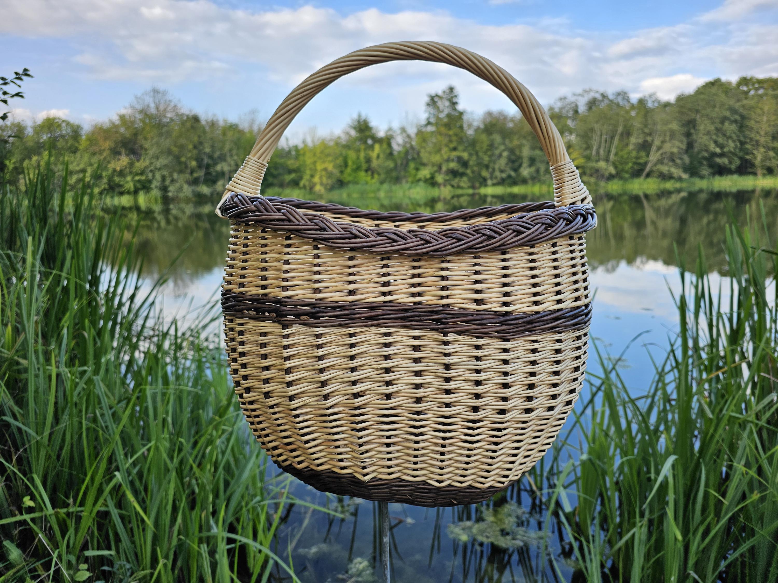 Aukšta turgaus pintinė su rankena — vytelių pintinė, 6 nuotrauka