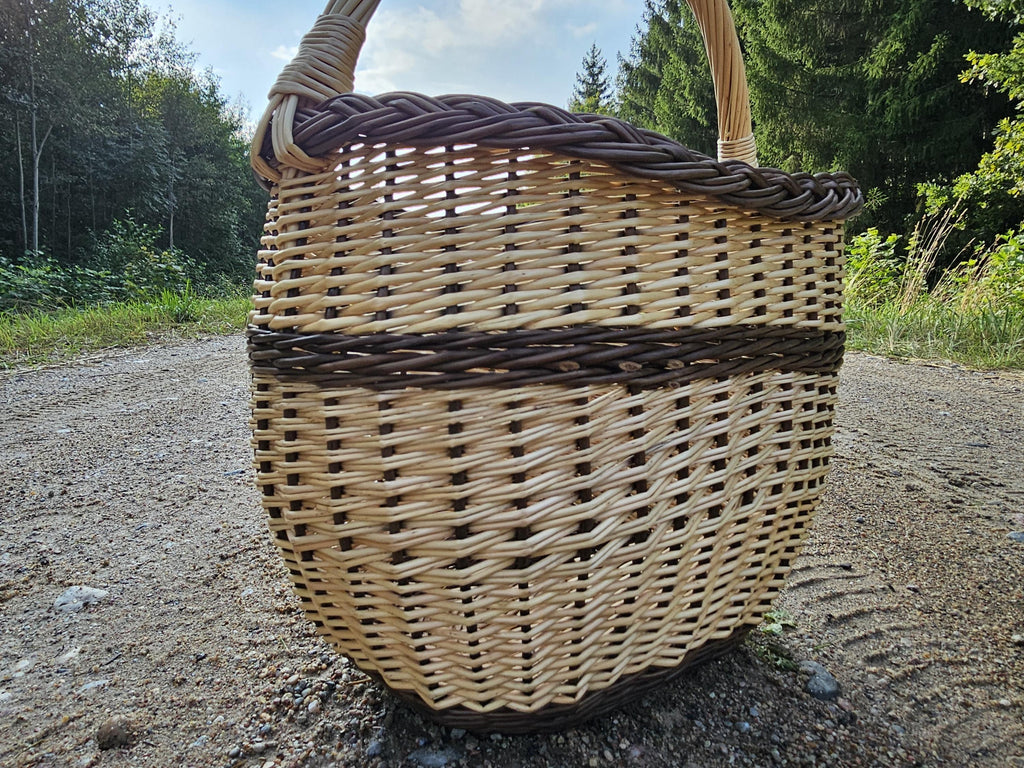 Aukšta turgaus pintinė su rankena — vytelių pintinė, 19 nuotrauka