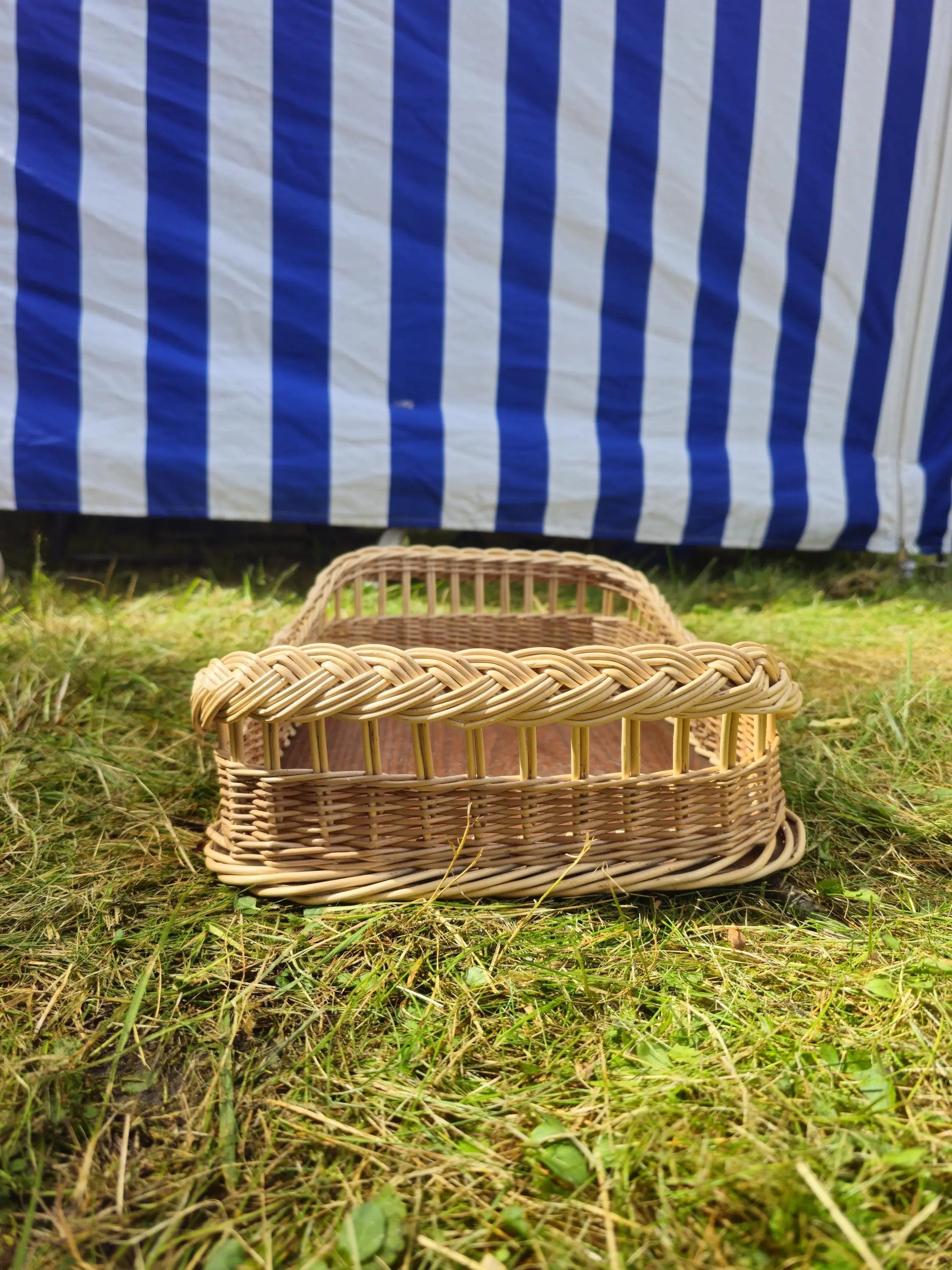 Rustic Willow Tray - Handwoven Rectangular Wicker Basket for Kitchen & Decor - NaturelyWoven