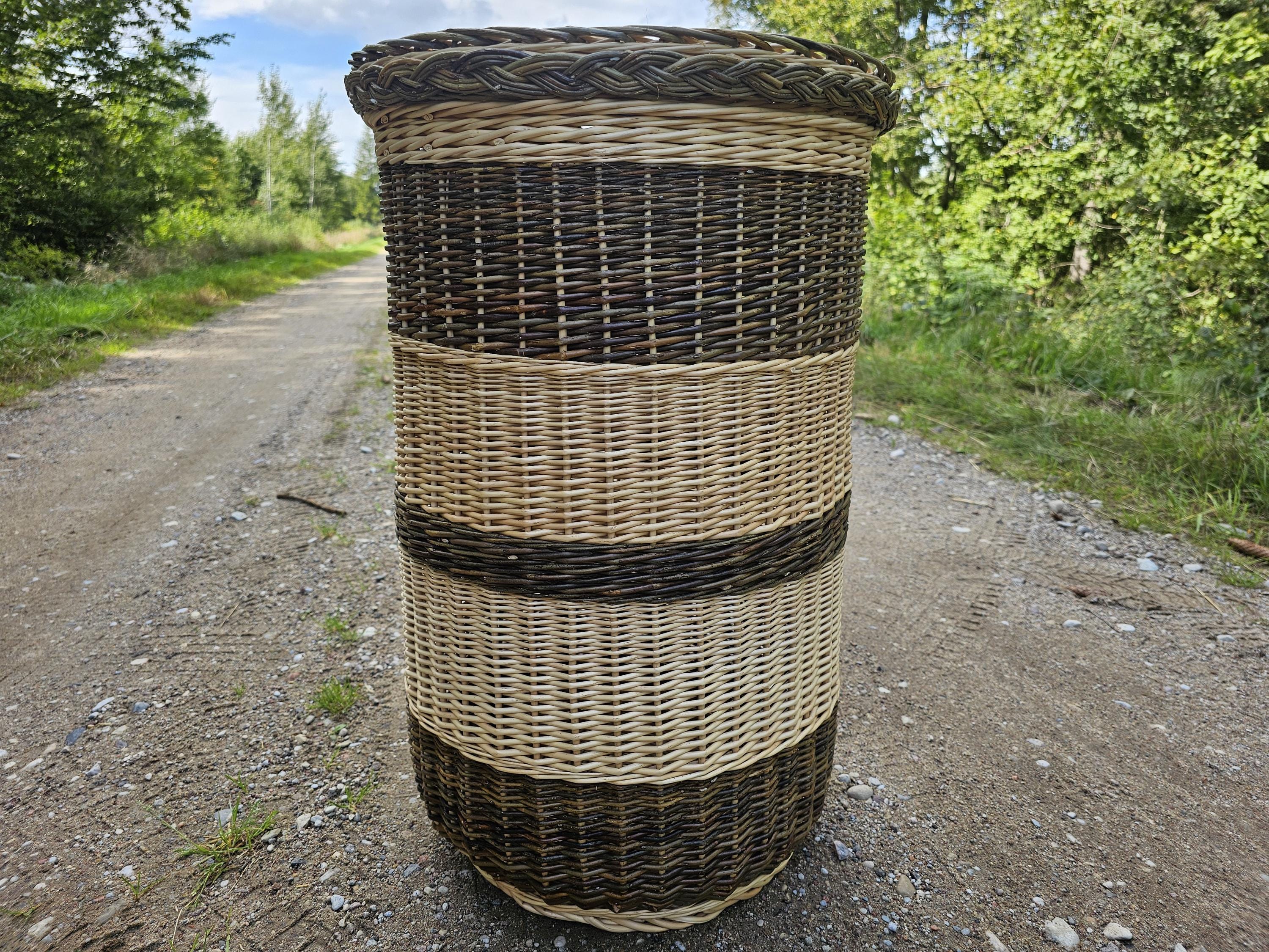 Skalbinių / taros pintinė su dangčiu — vytelių pintinė, 9 nuotrauka