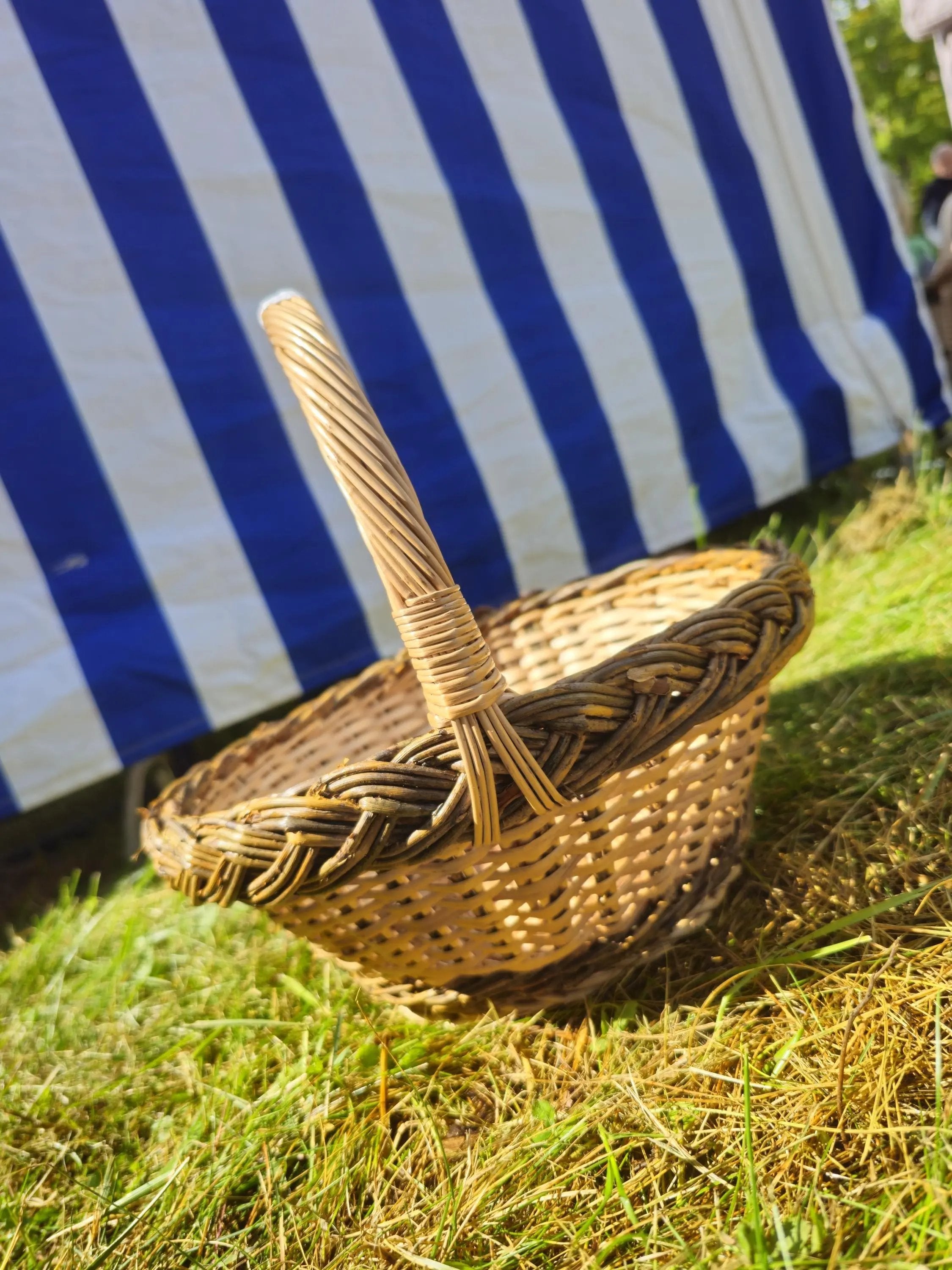 Wicker Basket - Handwoven Willow Basket with Durable Braided Rim & Handle - NaturelyWoven