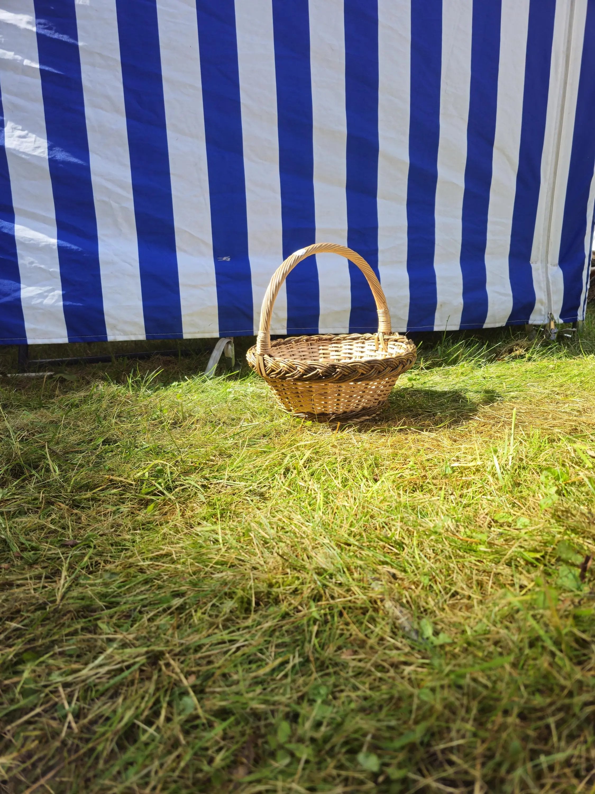 Wicker Basket - Handwoven Willow Basket with Durable Braided Rim & Handle - NaturelyWoven