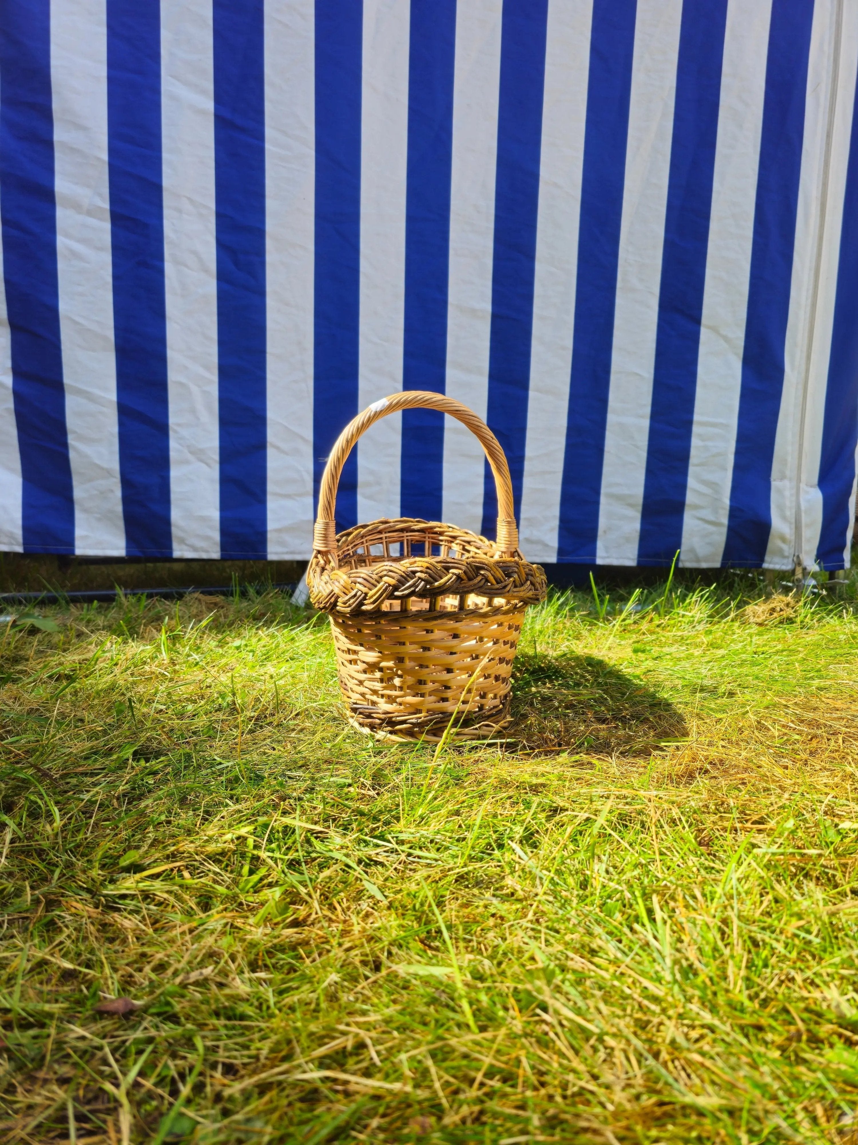 Wicker Basket With Handle - Handwoven Natural Willow Oval Basket For Bread - NaturelyWoven
