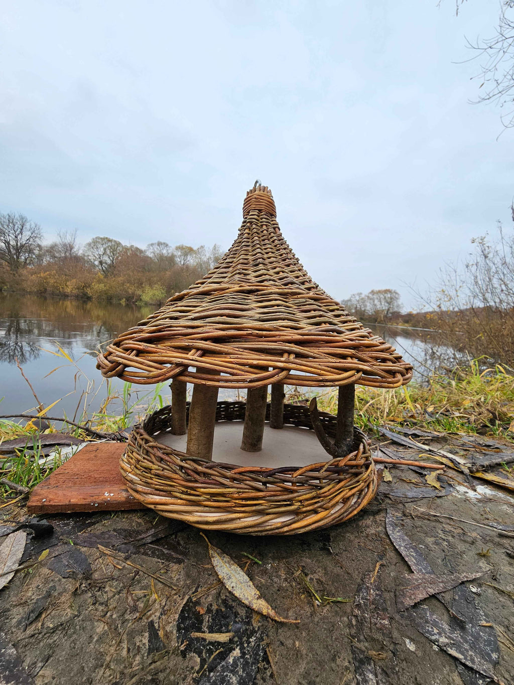 Wicker bird feeder 016b - NaturelyWoven wicker - handmade