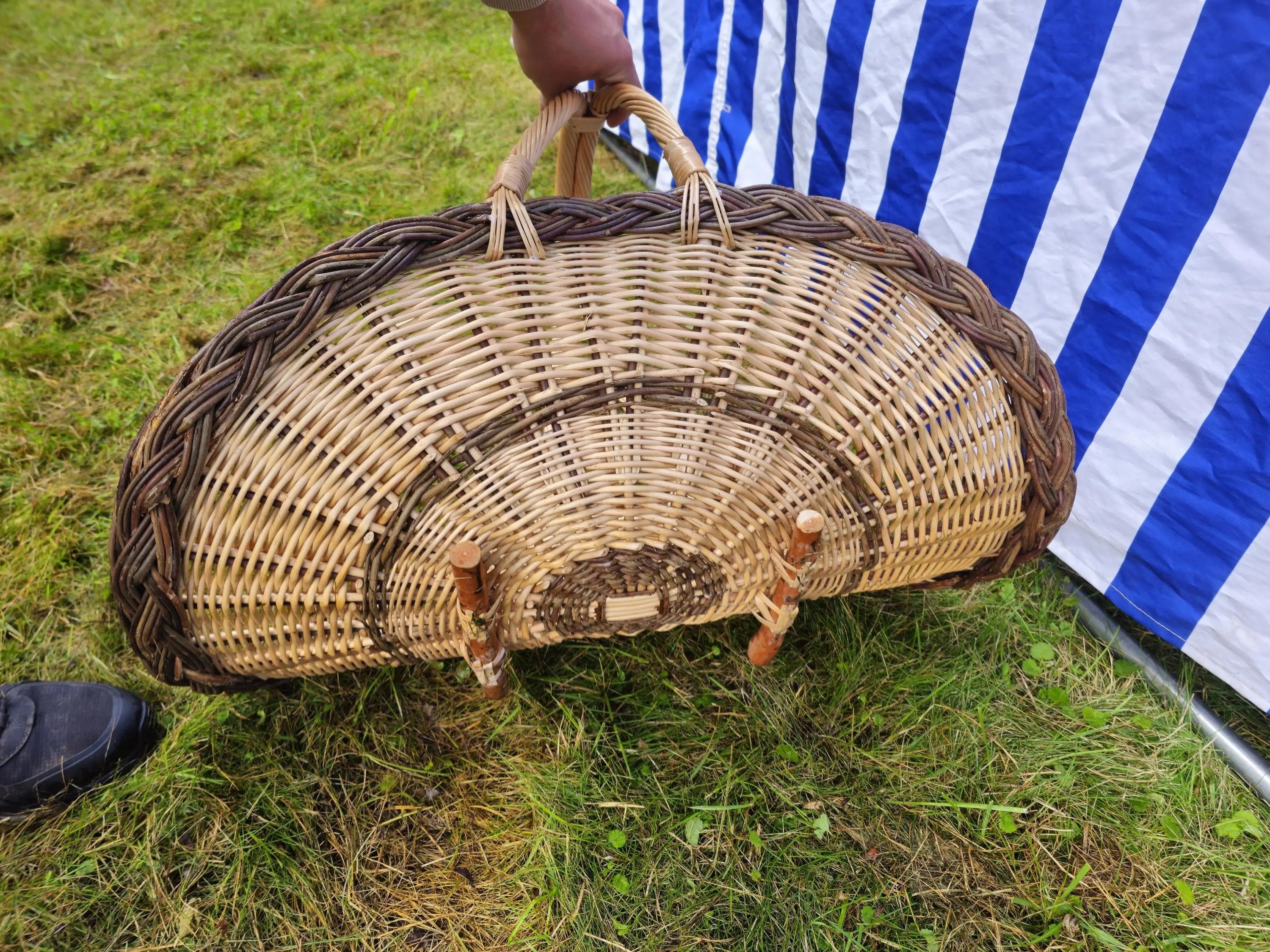 Wicker Flower Basket - Handcrafted Natural Willow with Arched Handles - NaturelyWoven