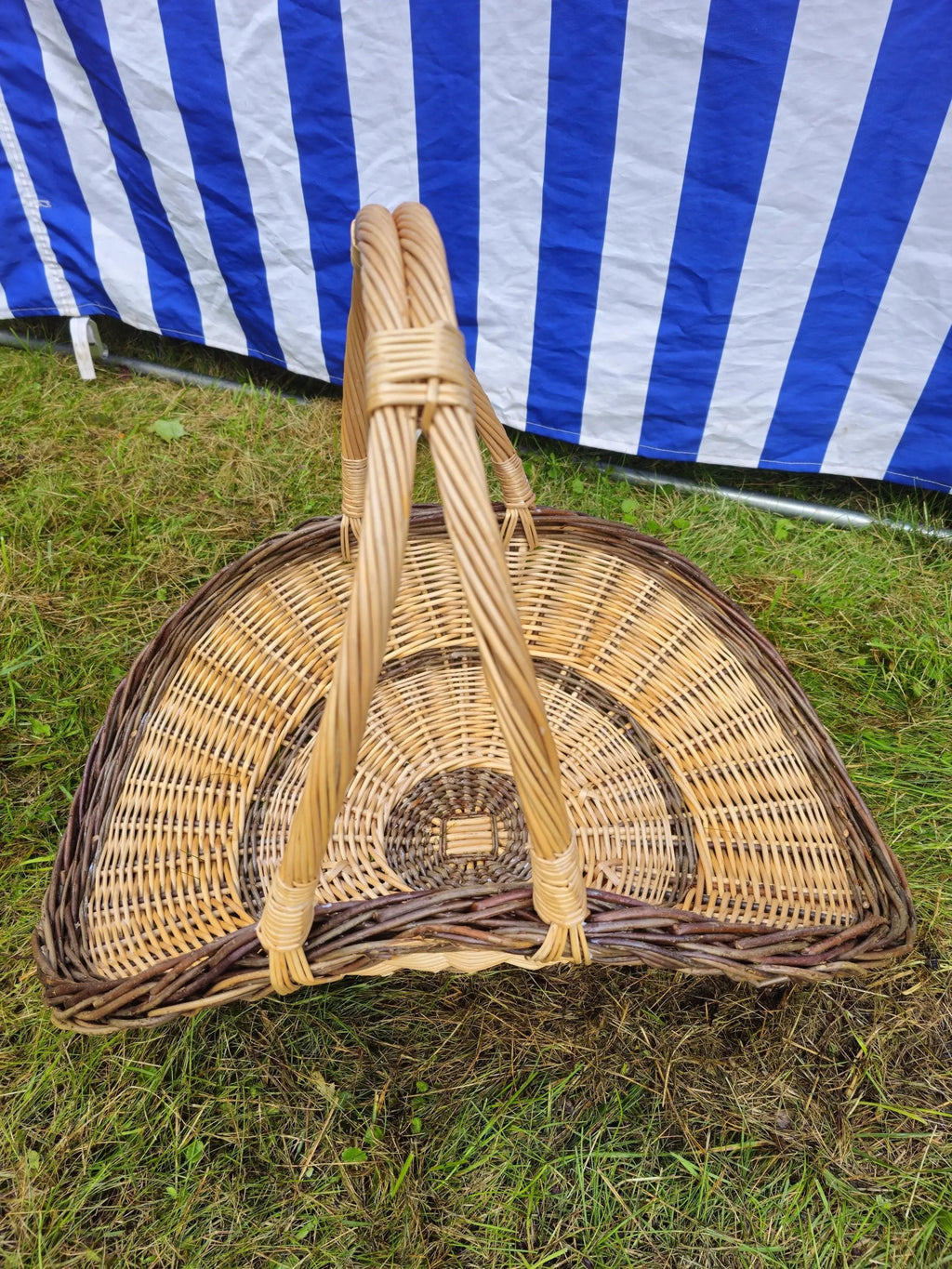 Wicker Flower Basket - Handcrafted Natural Willow with Arched Handles - NaturelyWoven
