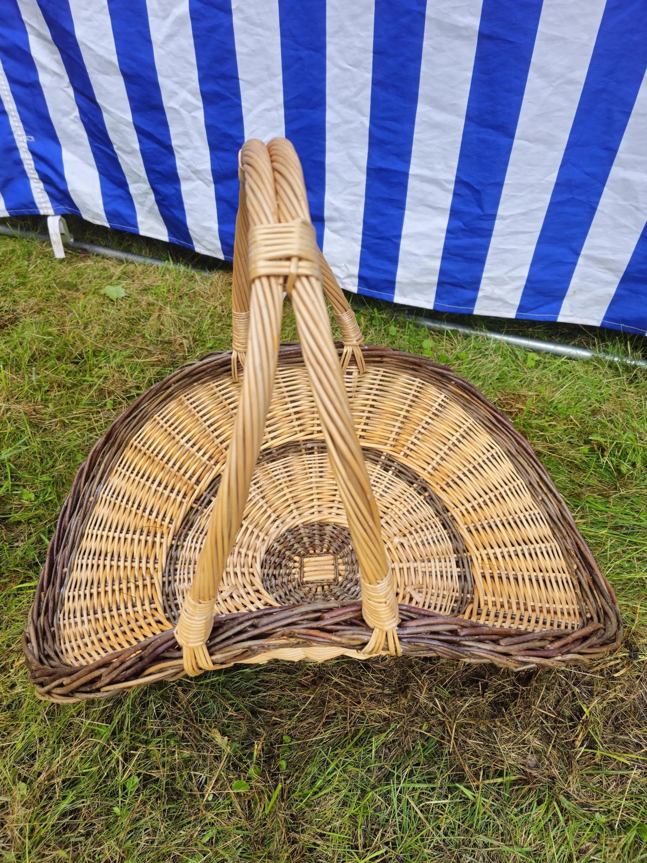 Wicker Flower Basket - Handcrafted Natural Willow with Arched Handles - NaturelyWoven