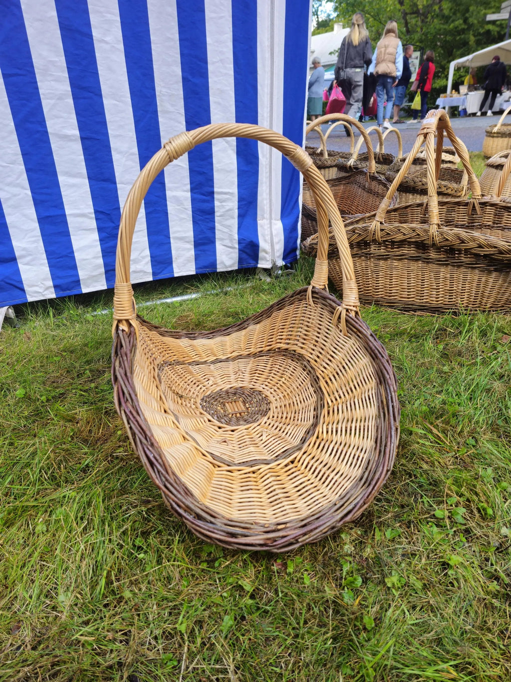 Wicker Flower Basket - Handcrafted Natural Willow with Arched Handles - NaturelyWoven