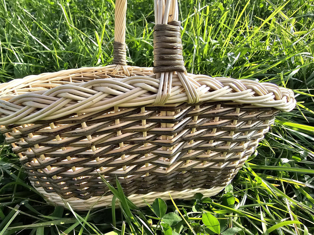 Turgaus pintinė su rankena ir ažūriniu pynimu — vytelių pintinė, 3 nuotrauka