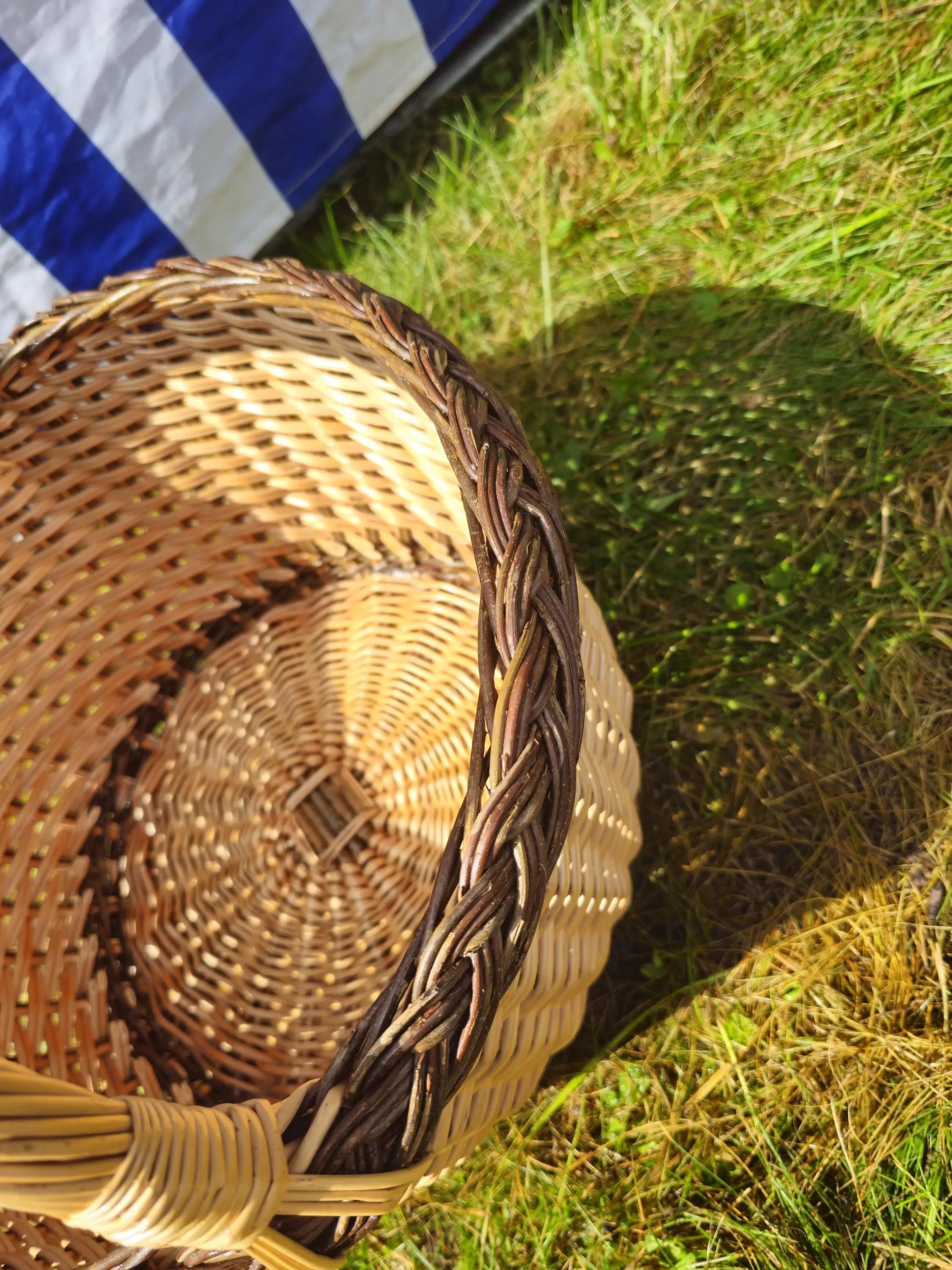 Wicker Mushroom Basket – Handwoven Willow Basket with Braided Rim for Foraging - NaturelyWoven