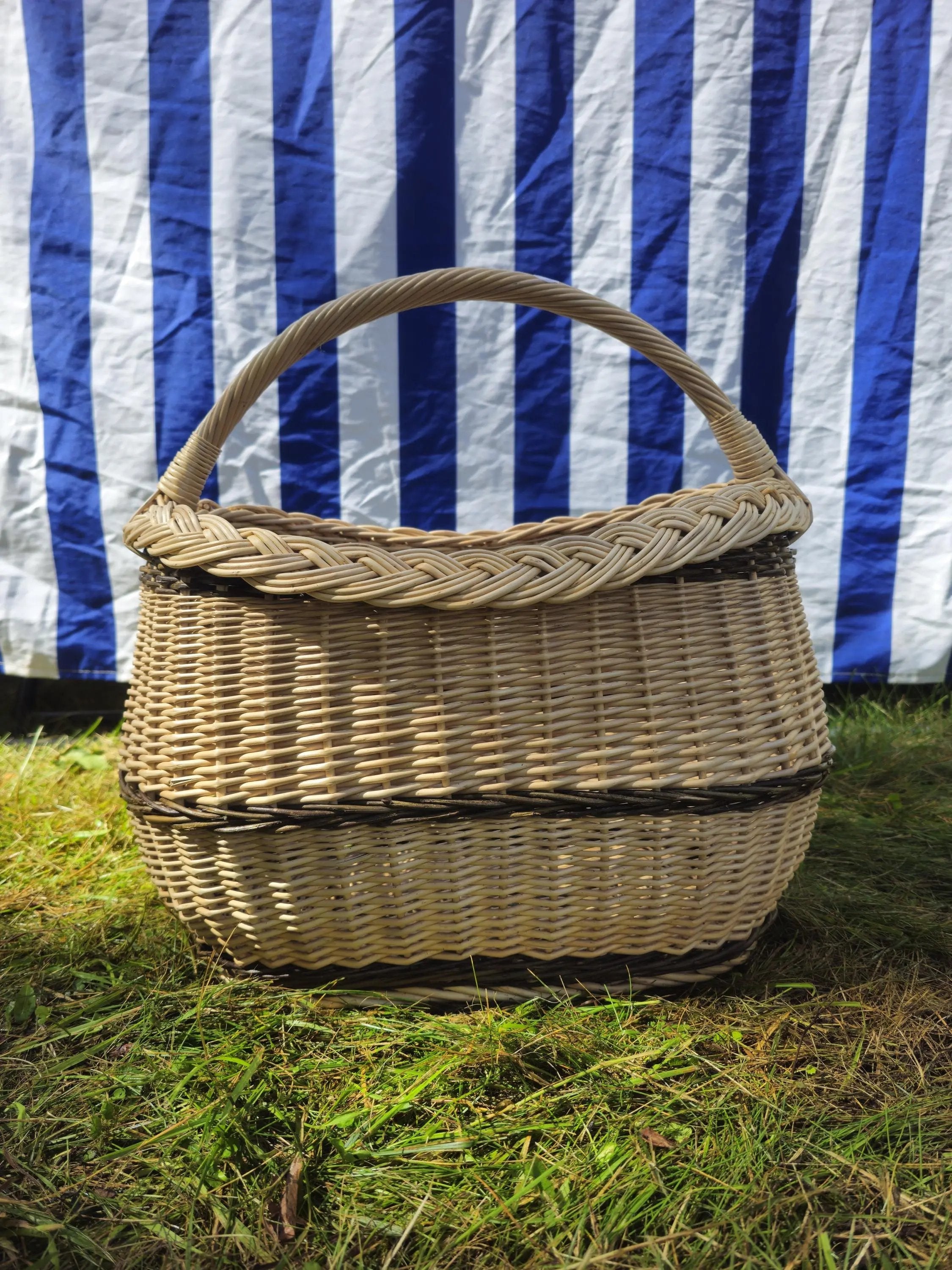 Rustic Willow Oval Basket - Handcrafted for Picnic Goodies - NaturelyWoven