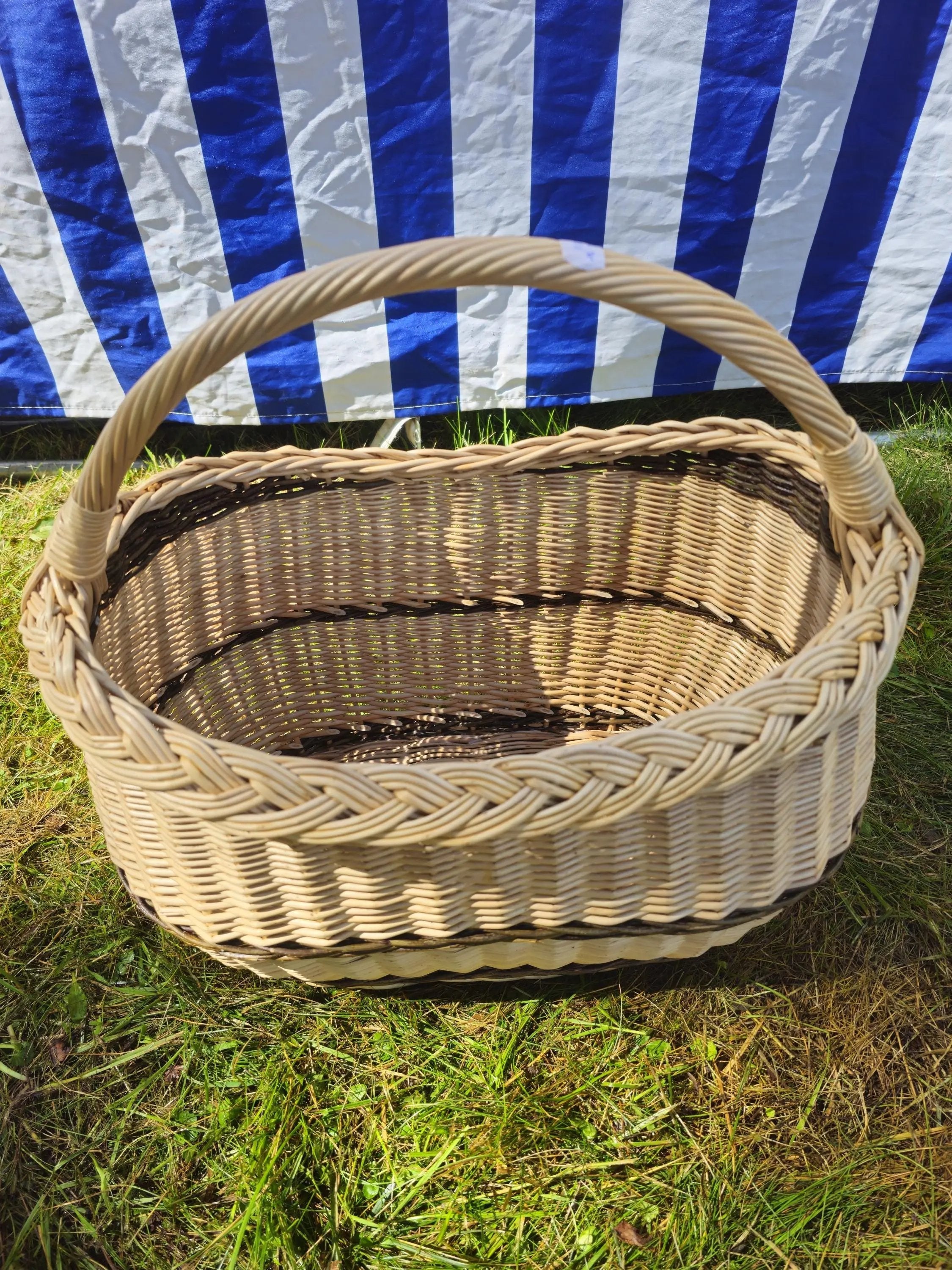 Rustic Willow Oval Basket - Handcrafted for Picnic Goodies - NaturelyWoven