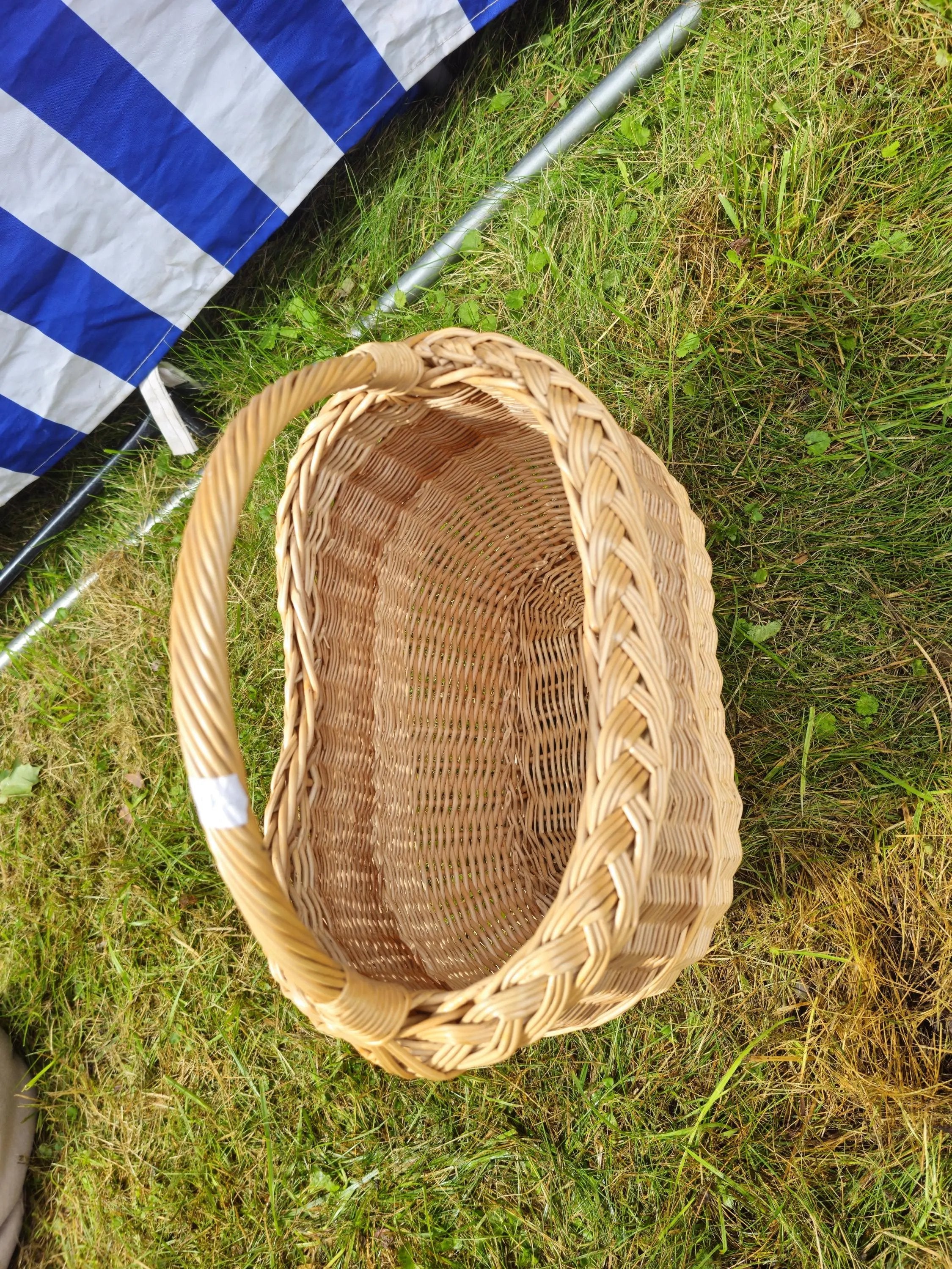 Wicker Oval Basket - Handwoven Natural Willow, Braided Rim, Kitchen Storage - NaturelyWoven
