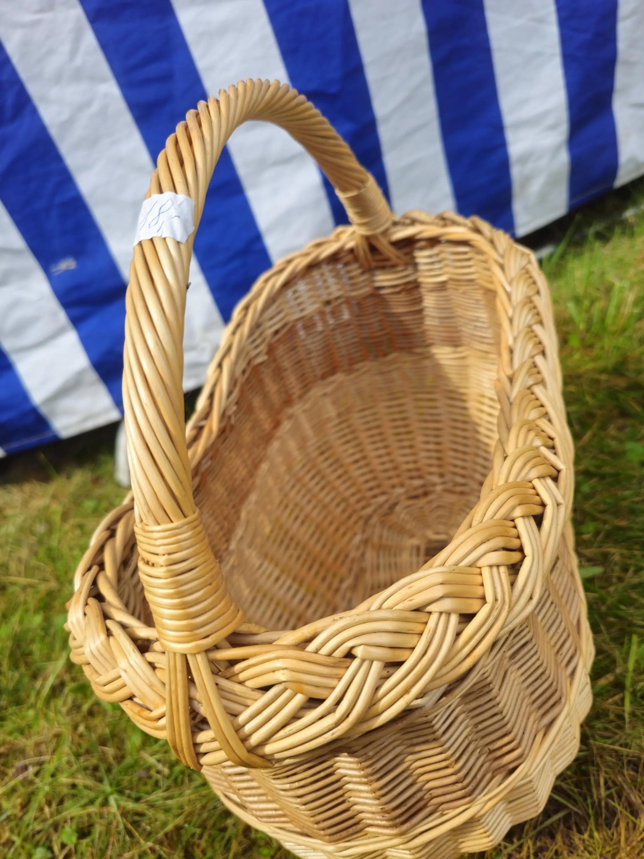 Wicker Oval Basket - Handwoven Natural Willow, Braided Rim, Kitchen Storage - NaturelyWoven