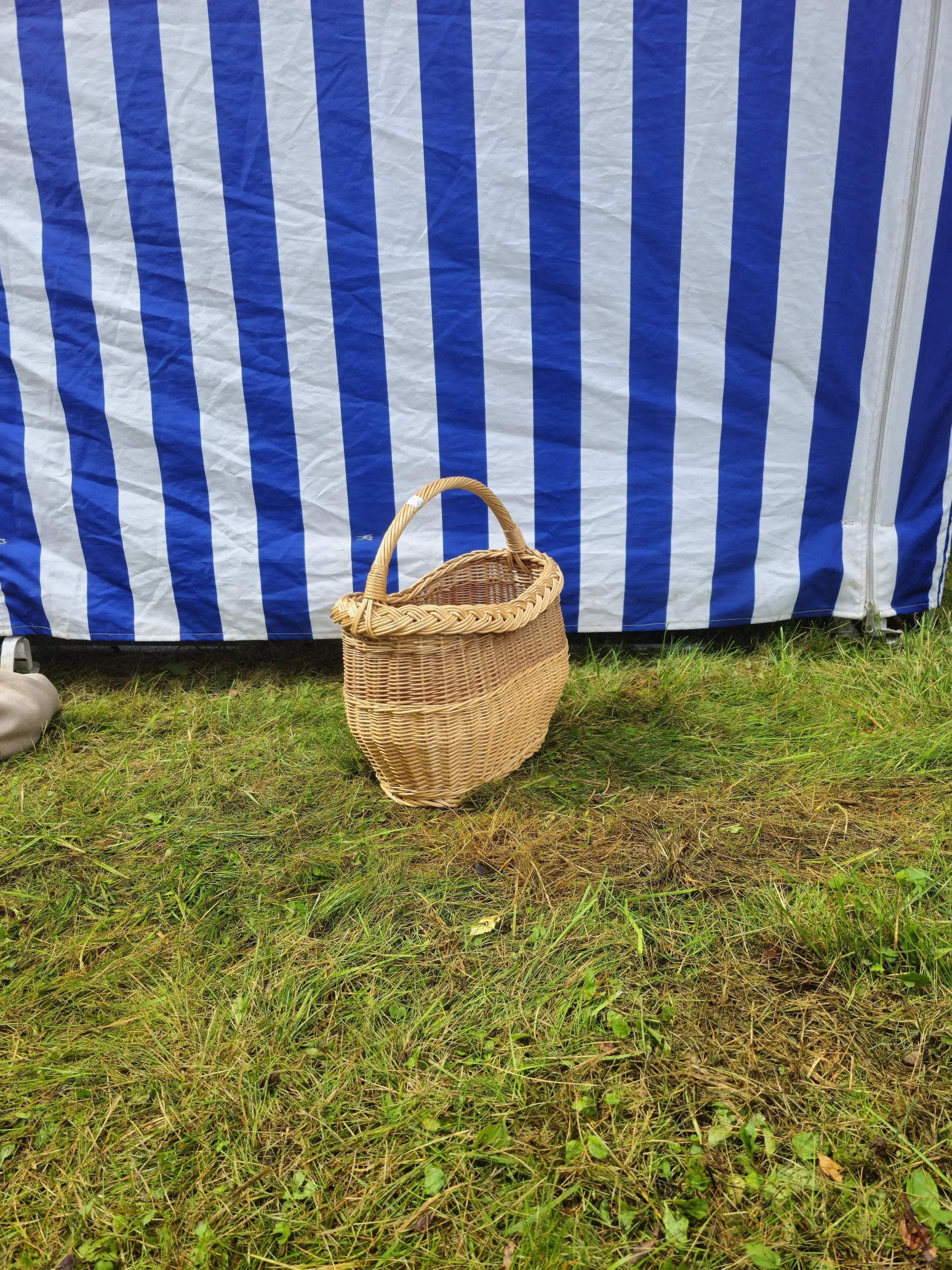 Wicker Oval Basket - Handwoven Natural Willow, Braided Rim, Kitchen Storage - NaturelyWoven