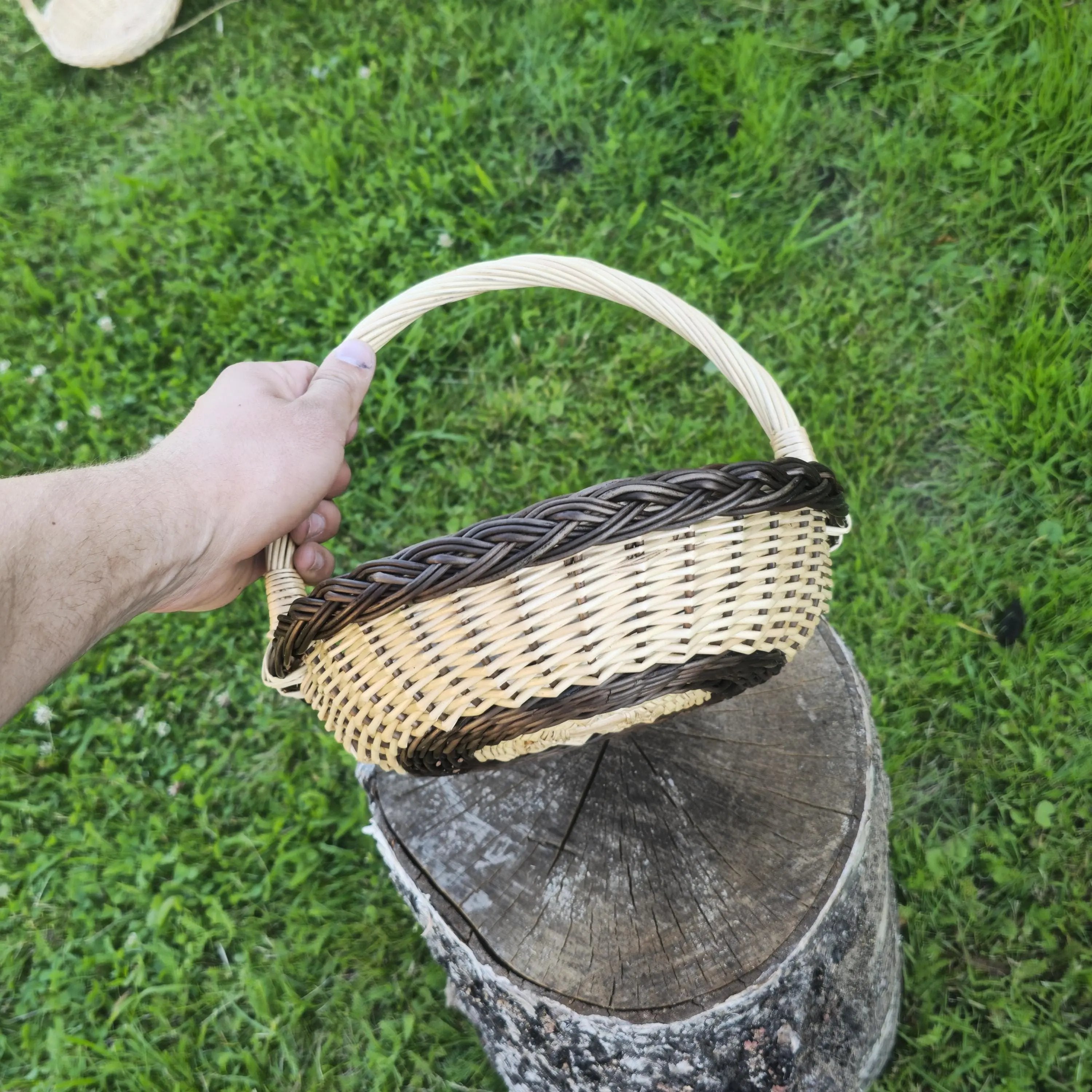 Willow Flower Girl Basket – Handwoven Rustic Wedding Basket With High Handle - NaturelyWoven