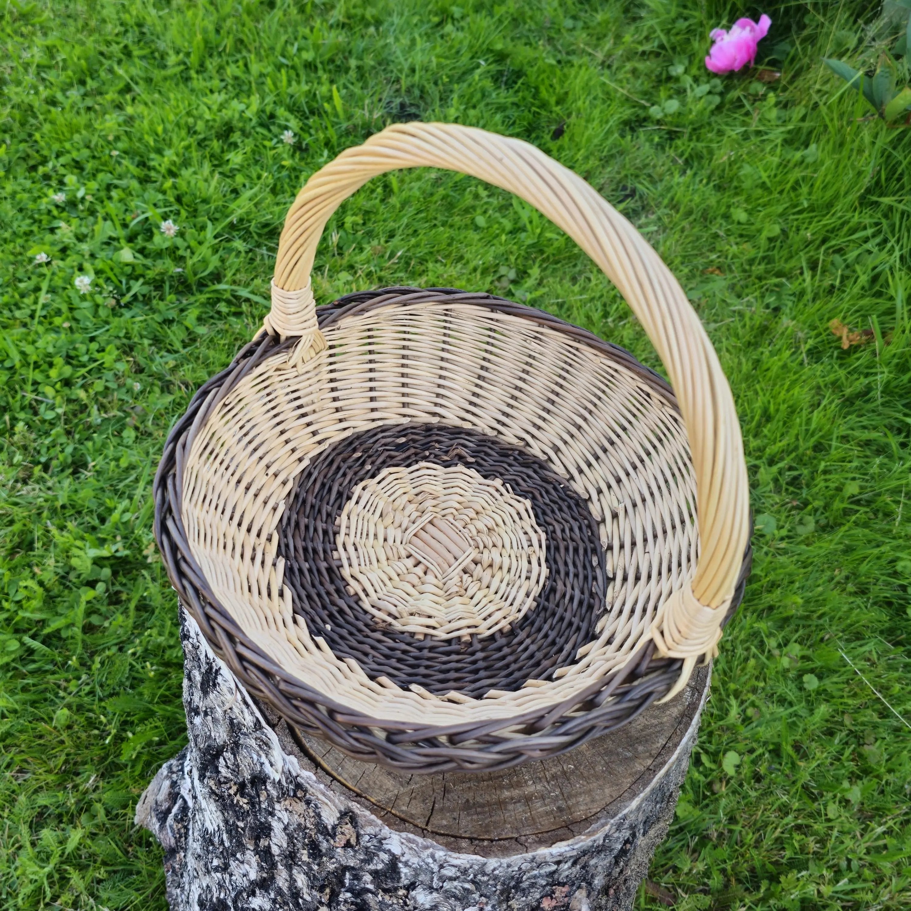 Willow Flower Girl Basket – Handwoven Rustic Wedding Basket With High Handle - NaturelyWoven