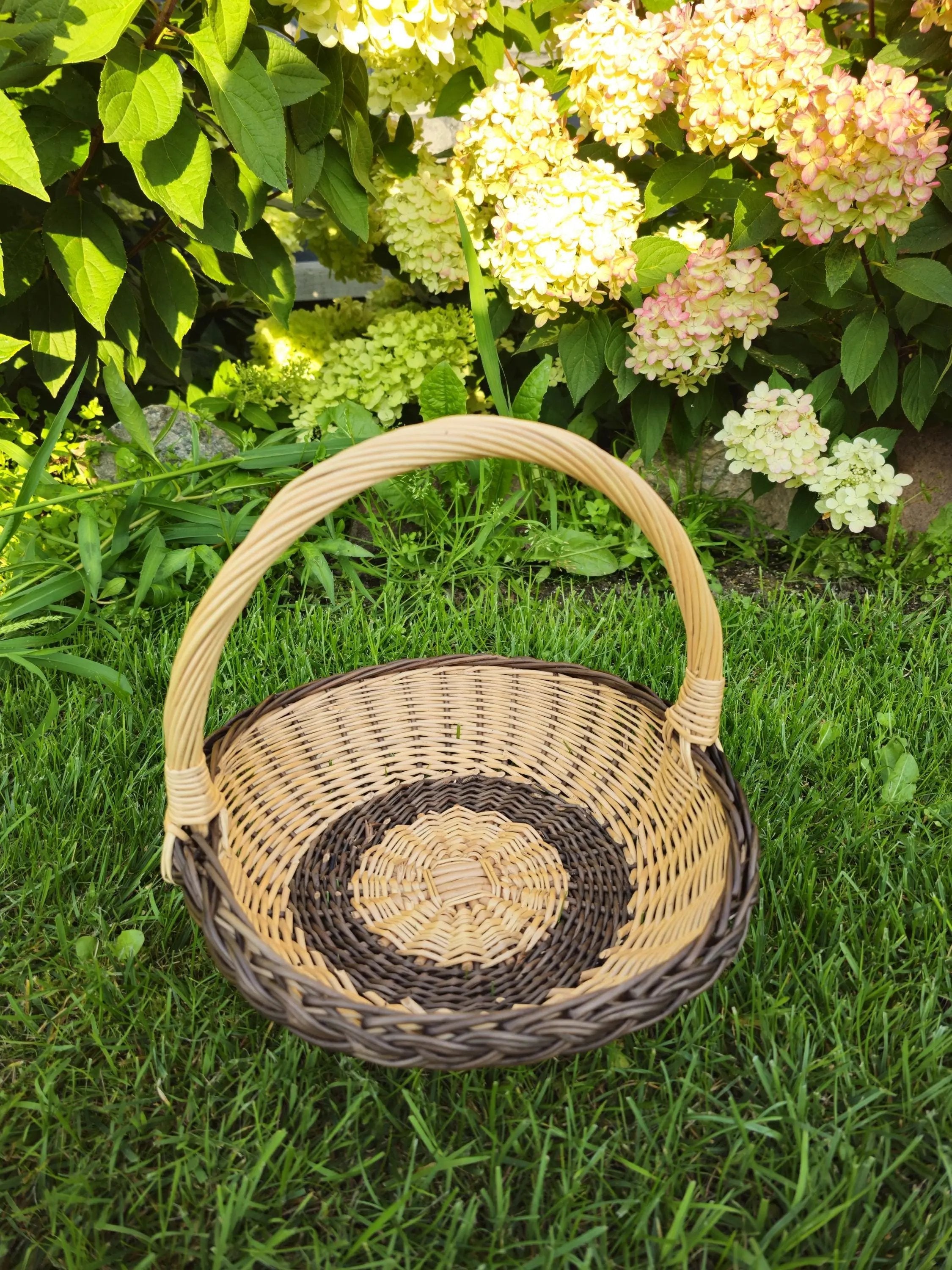 Willow Flower Girl Basket – Handwoven Rustic Wedding Basket With High Handle - NaturelyWoven